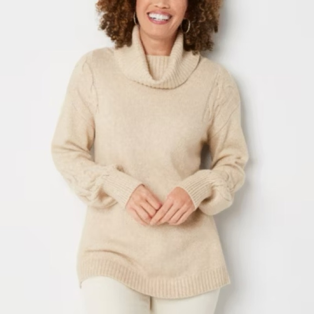 St. John's Bay Cream Cowl Neck Sweater
